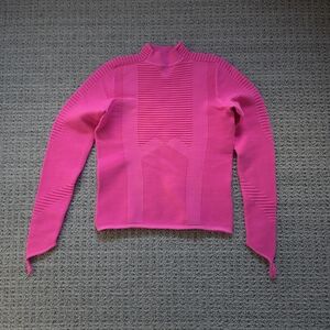 Adam Selman Sport Neon Pink Rib Knit Workout Top